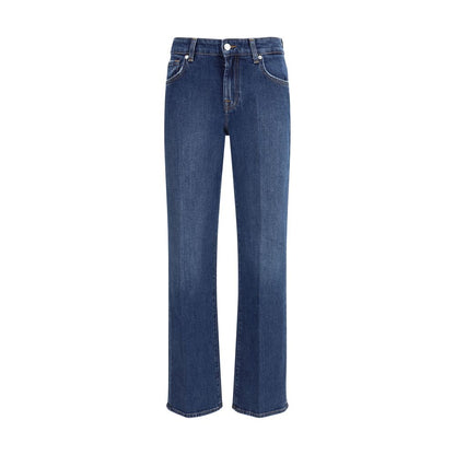 7FOR Blue Cotton Straight-Leg Jeans
