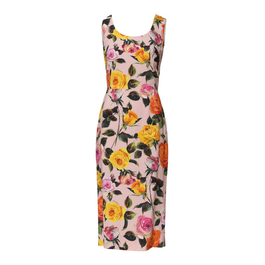 Dolce & Gabbana Multicolor Floral Knee Length Sheath Dress Dolce & Gabbana