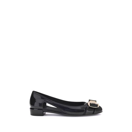 Ferragamo Black Rubber Ballet Flats