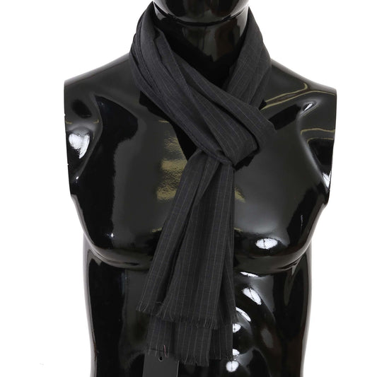 Dolce & Gabbana Elegant Gray Striped Wool Men's Scarf Wool Wrap Shawls Dolce & Gabbana