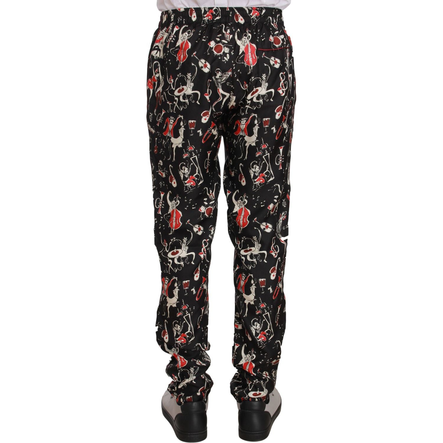 Dolce & Gabbana Red Musical Instrument Print Sleepwear Pants