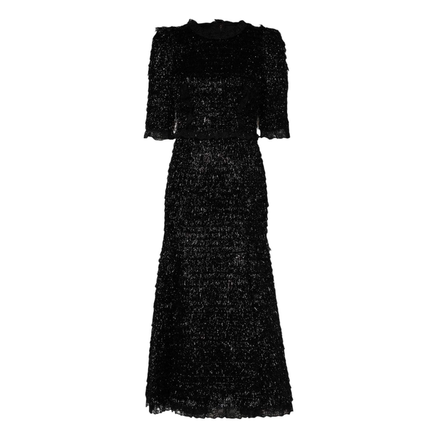 Dolce & Gabbana Metallic Black Polyester A-line Midi Dress