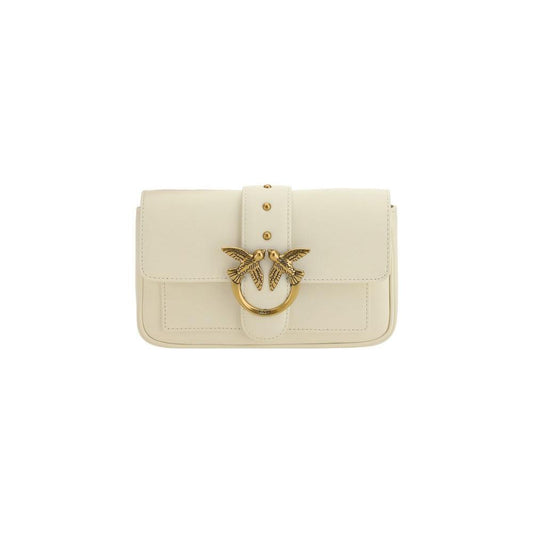 PINKO White Calf Leather Bos Taurus Shoulder Bag PINKO