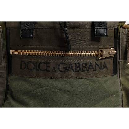 Dolce & Gabbana Military Green Patchwork Rucksack Backpack Bag