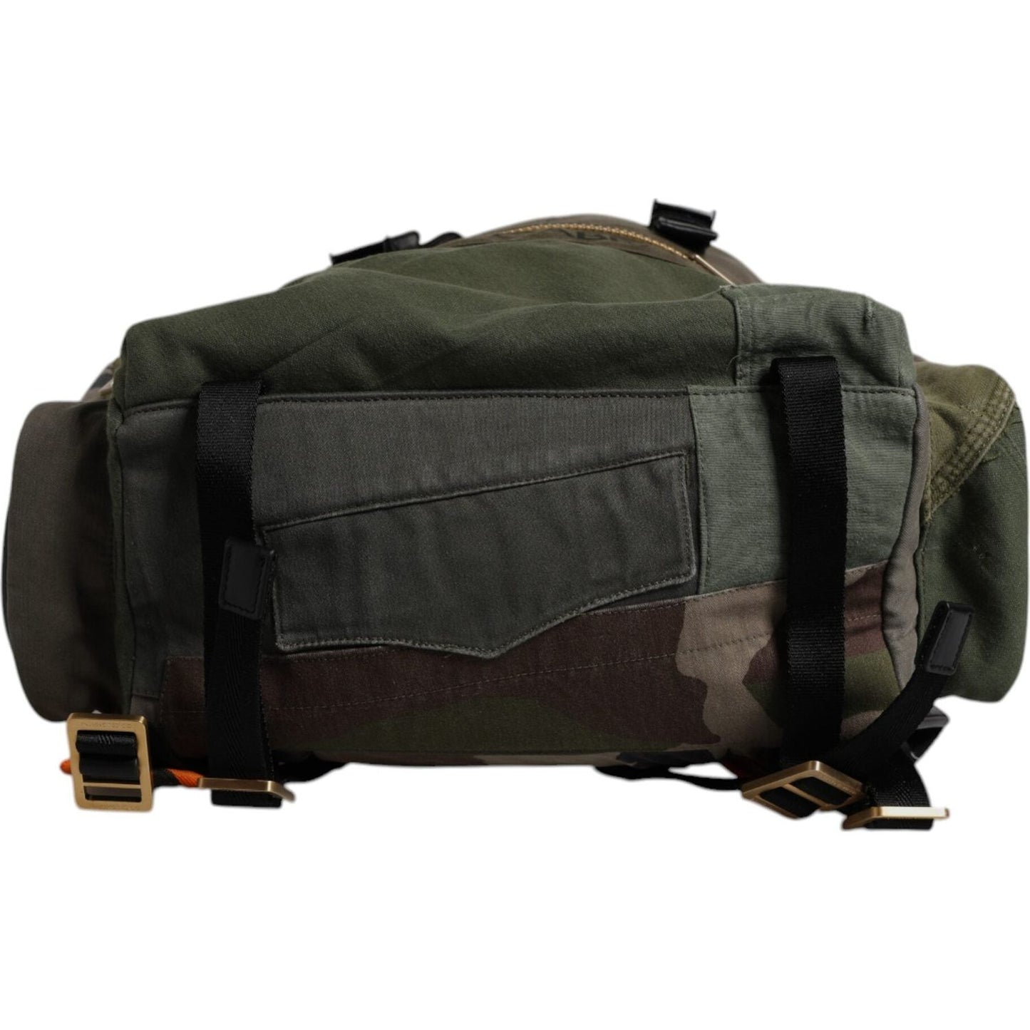 Dolce & Gabbana Military Green Patchwork Rucksack Backpack Bag