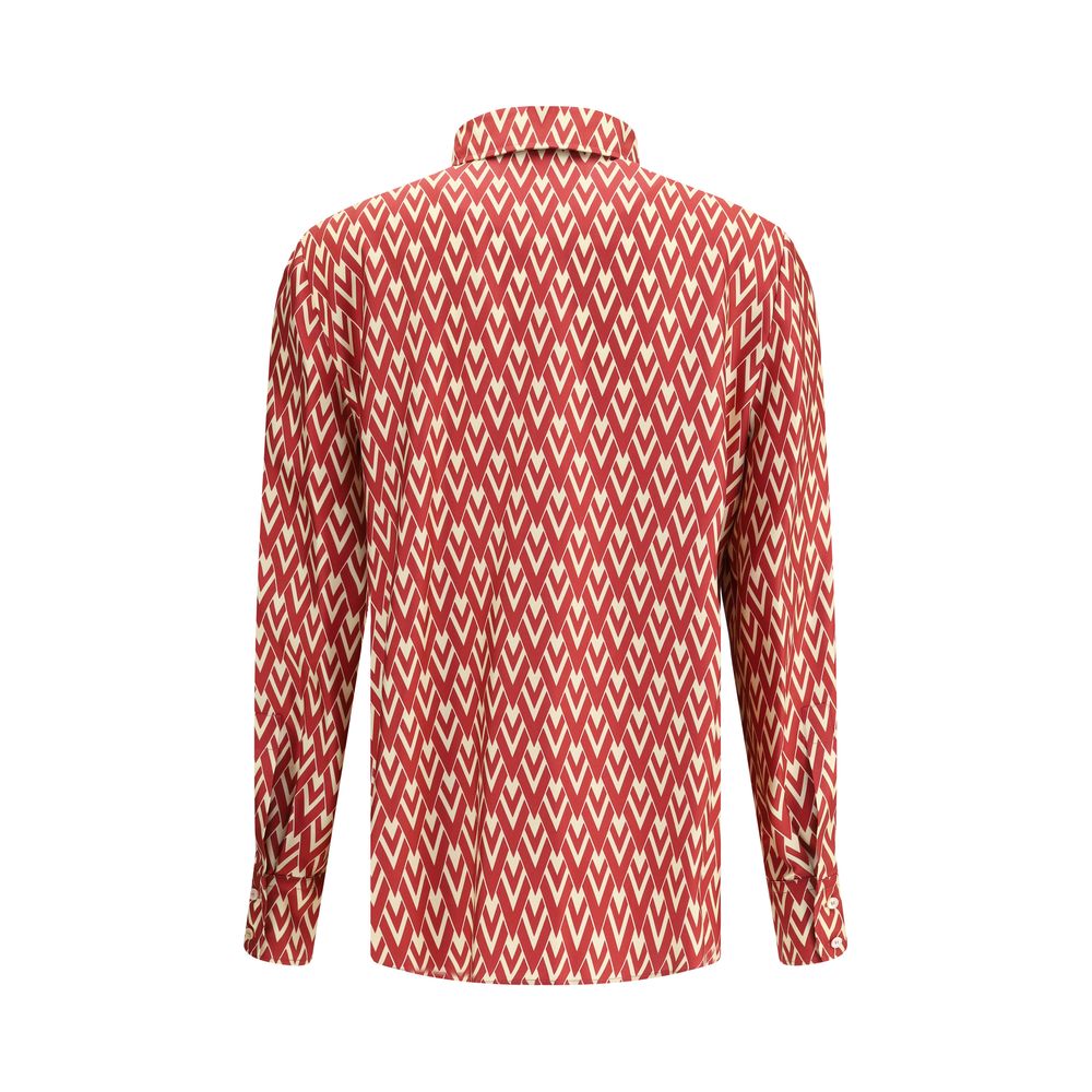 Valentino Red Silk Pattern Shirt