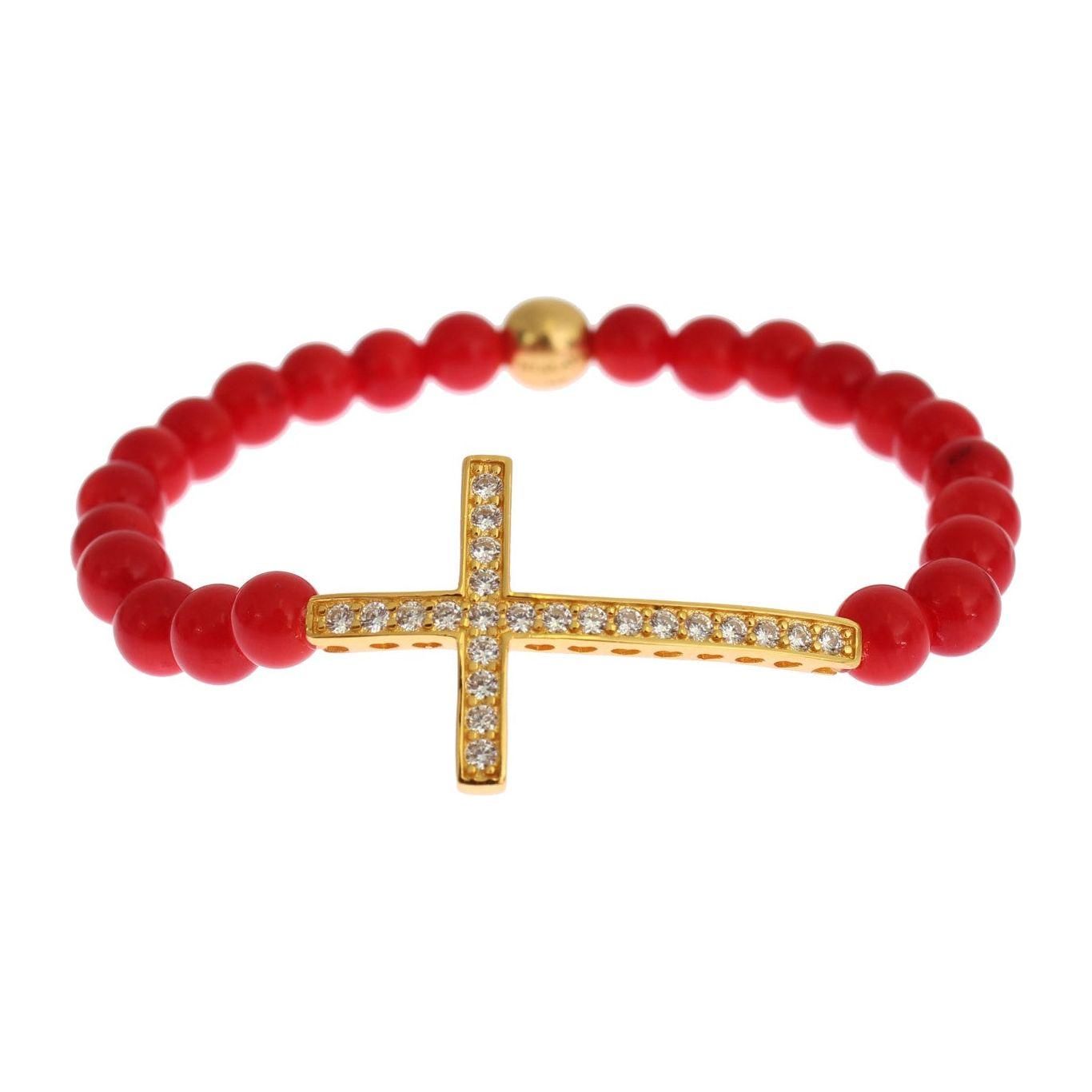 Nialaya Elegant Gold and Red Coral Beaded Bracelet Bracelet Nialaya