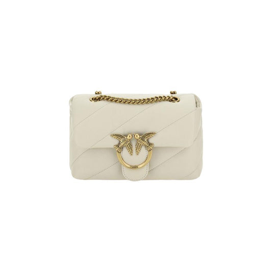 PINKO White Calf Leather Bos Taurus Shoulder Bag PINKO