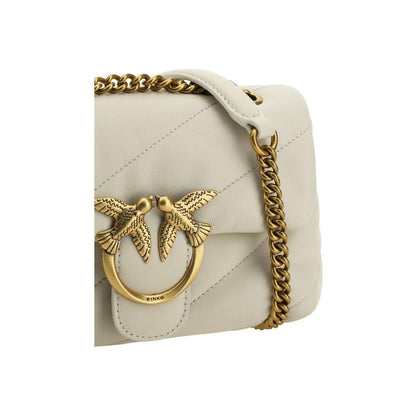 PINKO White Calf Leather Bos Taurus Shoulder Bag