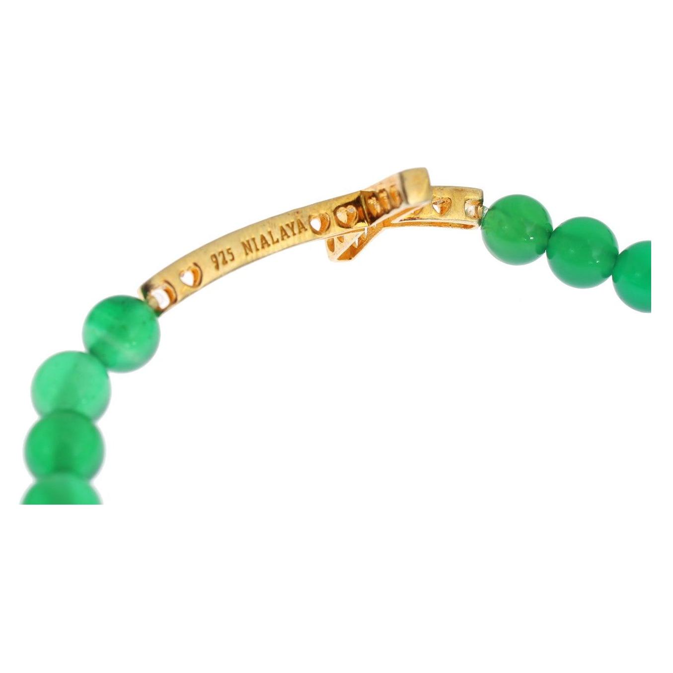 Nialaya Elegant Green Jade Bead & Gold Plated Bracelet Bracelet Nialaya