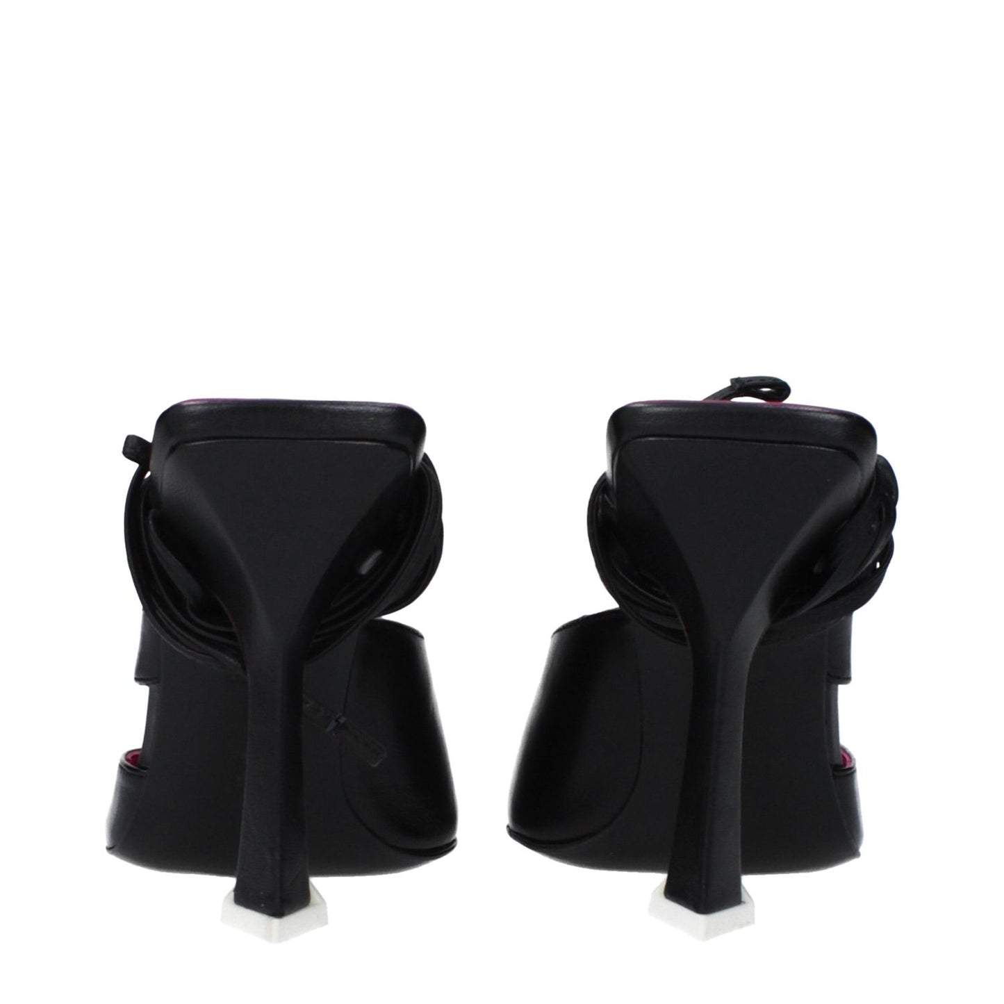 The Attico Black Leather Stiletto Heel Sandals