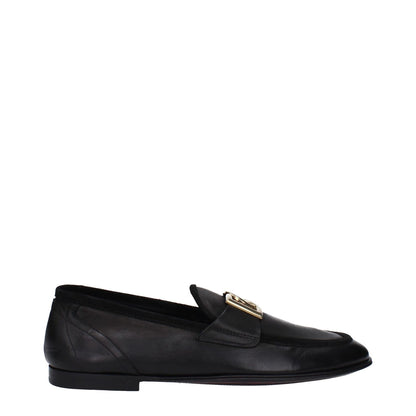 Dolce & Gabbana Black Leather Slip-On Loafers