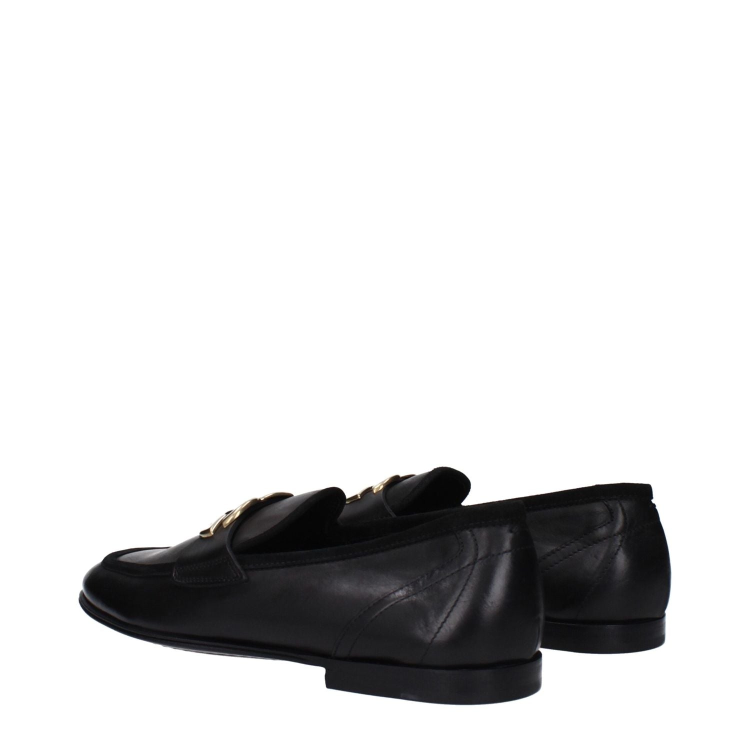 Dolce & Gabbana Black Leather Slip-On Loafers