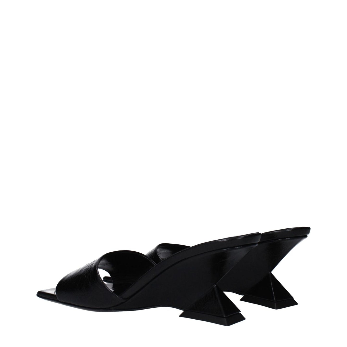 The Attico Black Leather Flat Sandals