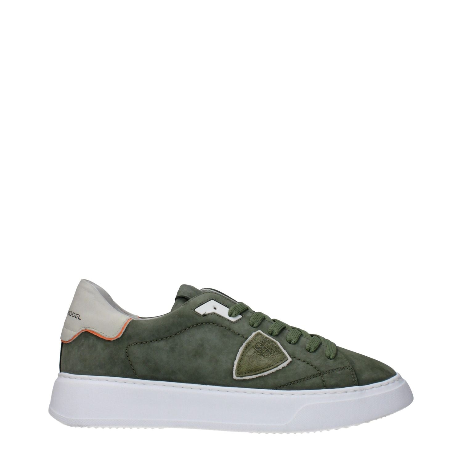 Philippe Model Green Leather Low Top Sneakers