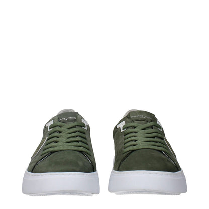 Philippe Model Green Leather Low Top Sneakers
