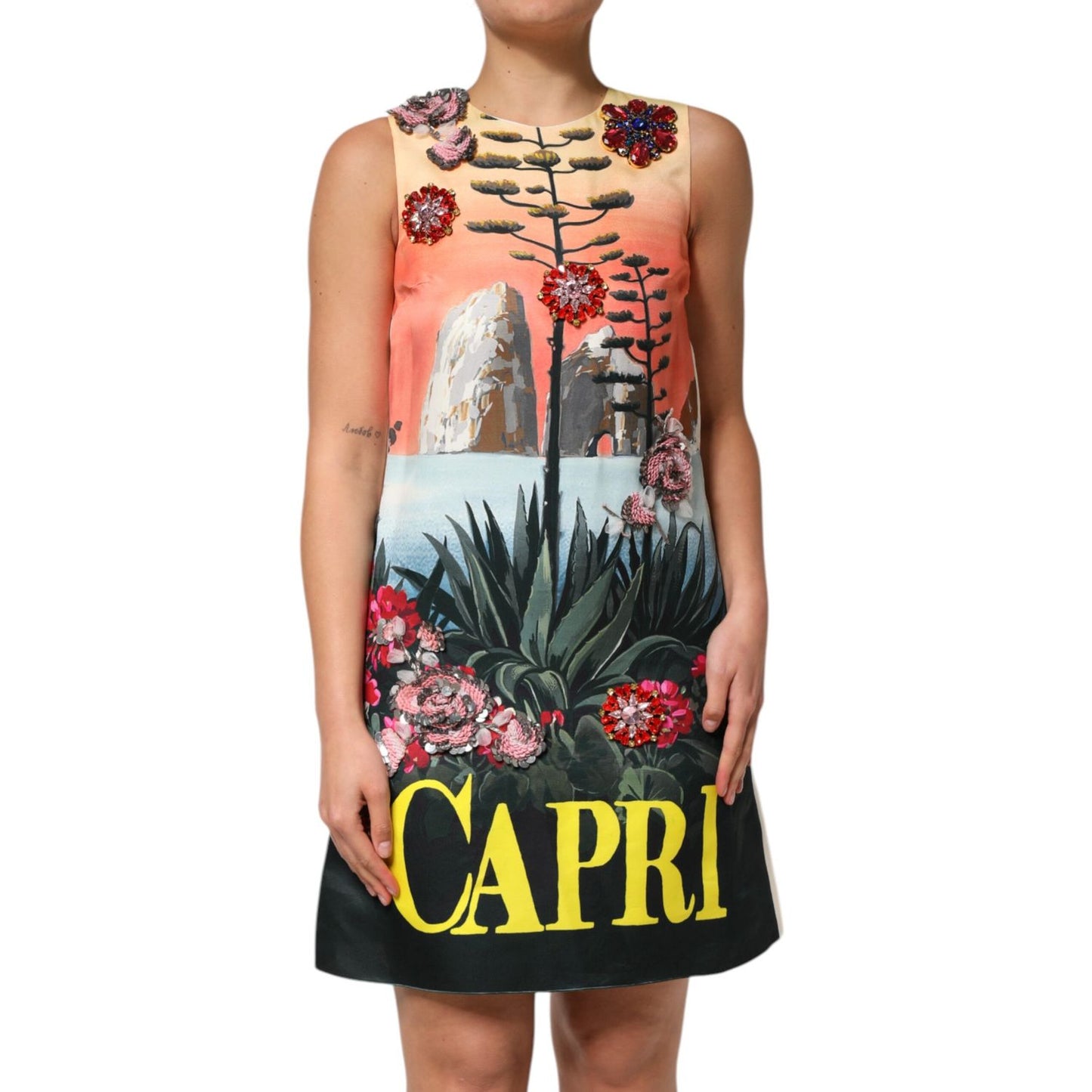 Dolce & Gabbana Multicolor Crystal Embellished A-line Mini Dress Dolce & Gabbana