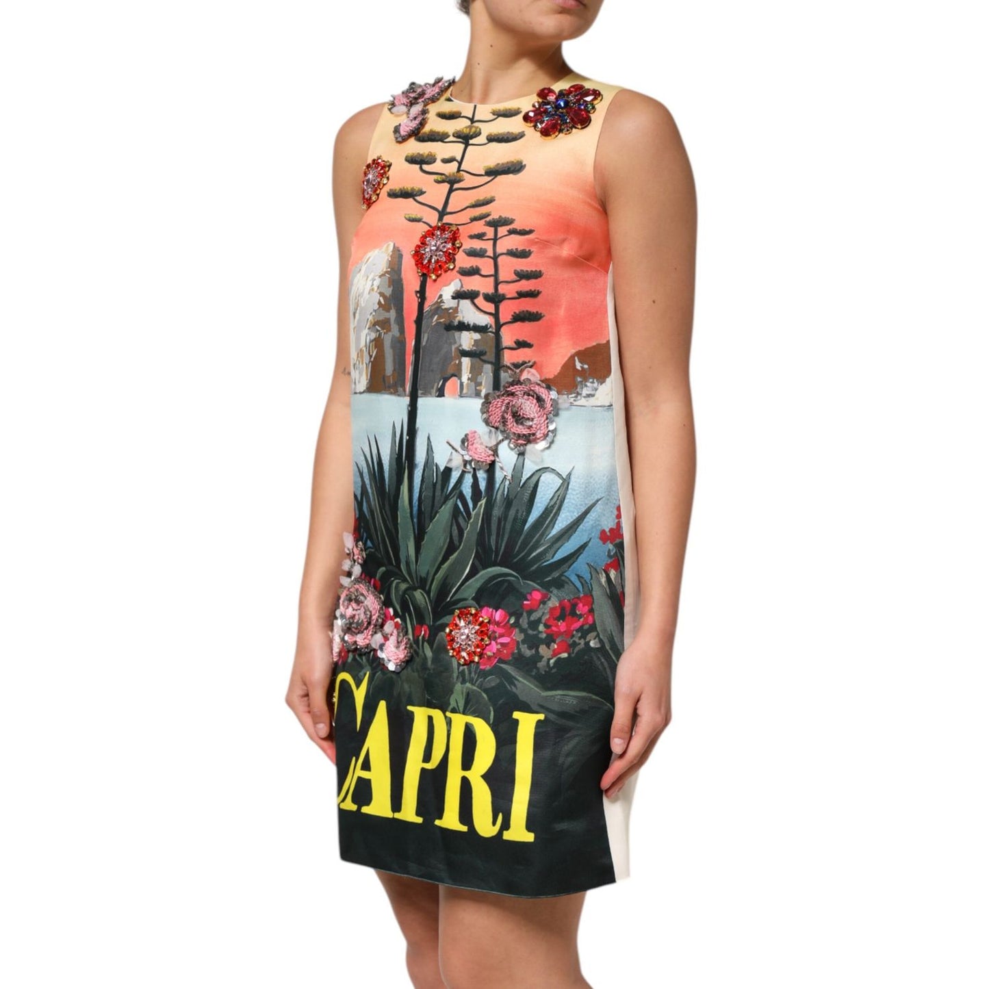 Dolce & Gabbana Multicolor Crystal Embellished A-line Mini Dress Dolce & Gabbana