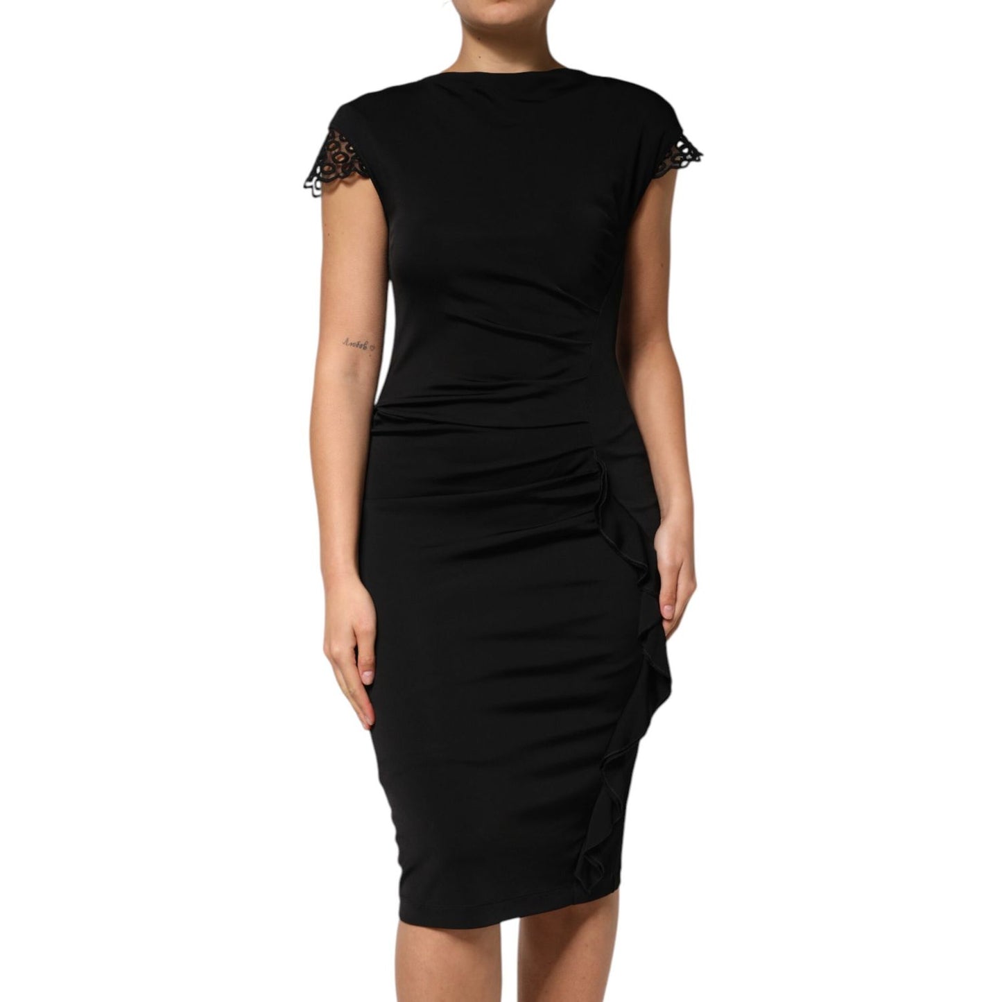Roberto Cavalli Black Bodycon Short Sleeves Dress Roberto Cavalli