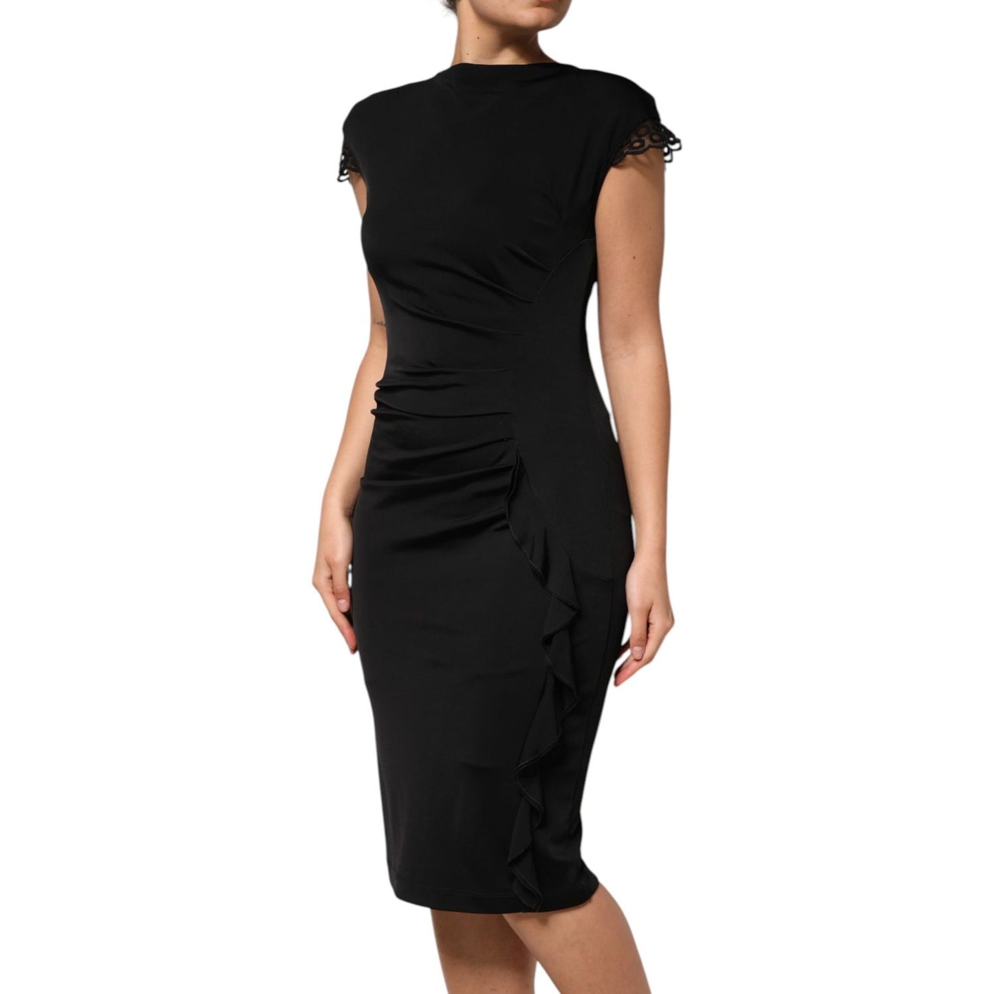 Roberto Cavalli Black Bodycon Short Sleeves Dress Roberto Cavalli