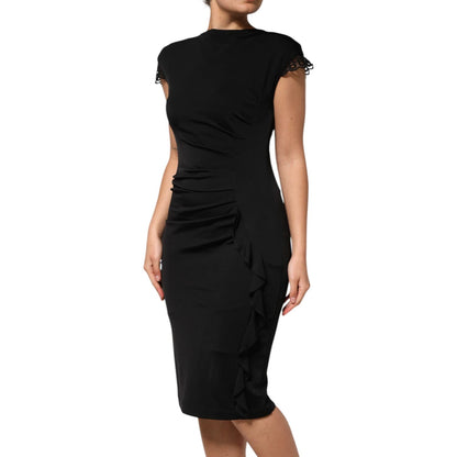 Roberto Cavalli Black Bodycon Short Sleeves Dress Roberto Cavalli