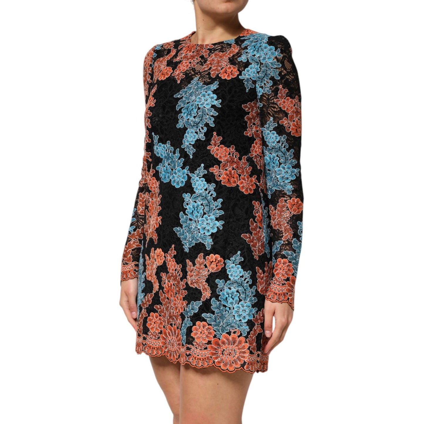 Dolce & Gabbana Multicolor Floral Embroidery Shift Mini Dress Dolce & Gabbana