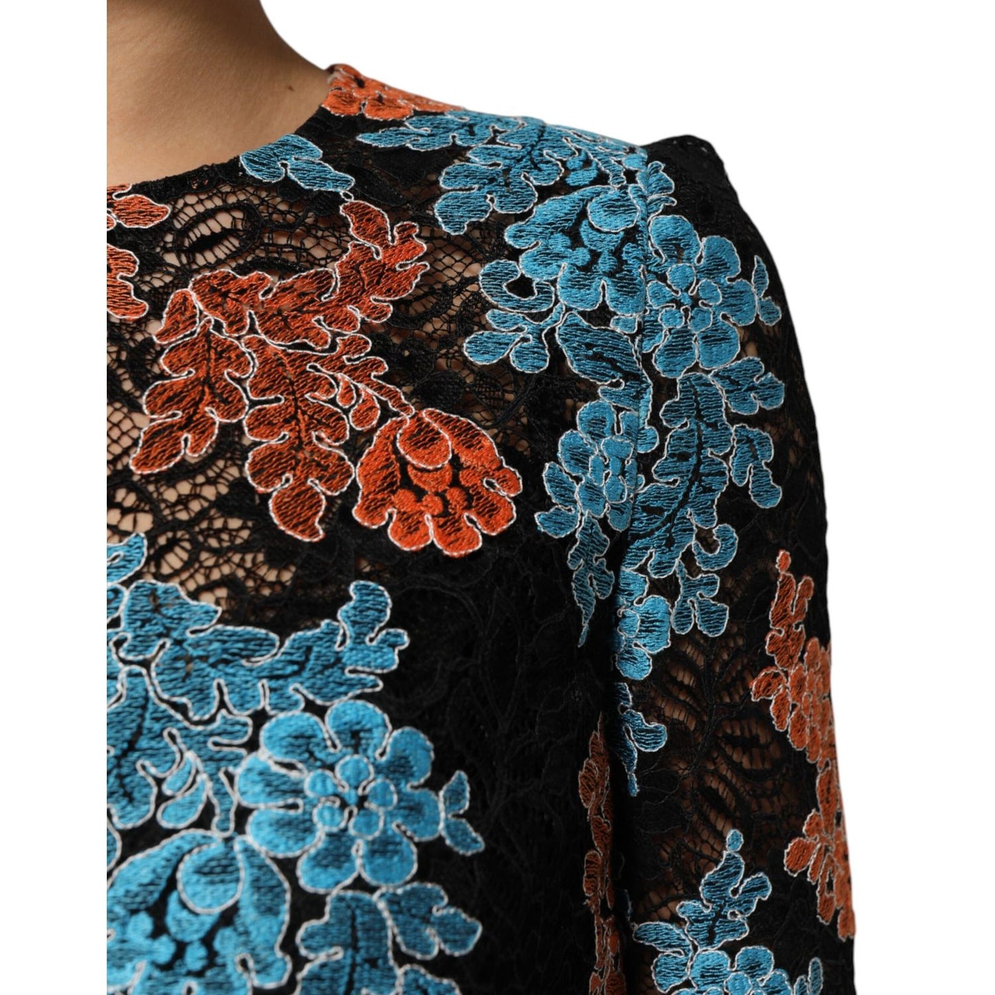Dolce & Gabbana Multicolor Floral Embroidery Shift Mini Dress Dolce & Gabbana