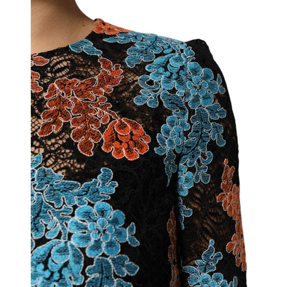 Dolce & Gabbana Multicolor Floral Embroidery Shift Mini Dress Dolce & Gabbana