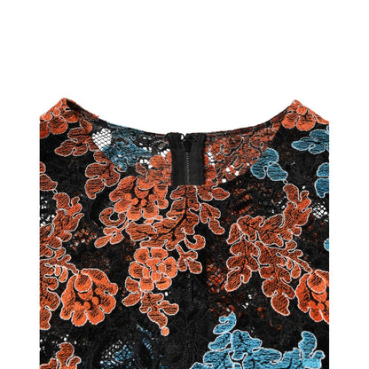 Dolce & Gabbana Multicolor Floral Embroidery Shift Mini Dress Dolce & Gabbana