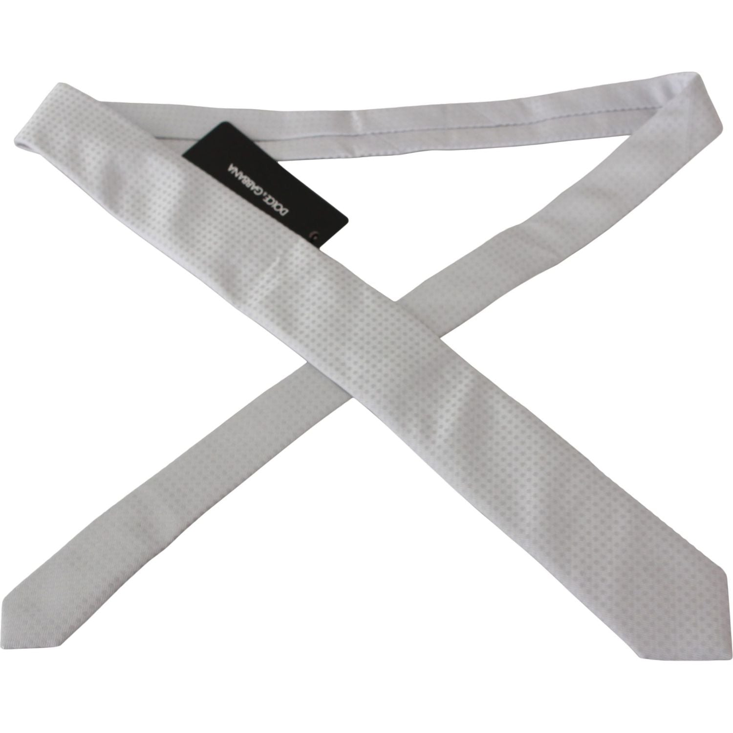 Dolce & Gabbana White Patterned Classic Mens Slim Necktie Tie