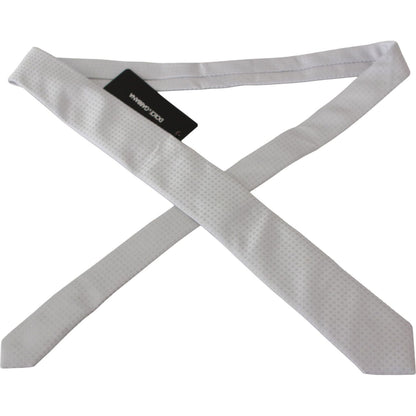 Dolce & Gabbana White Patterned Classic Mens Slim Necktie Tie 1728,67345645728,Accessories,Dolce & Gabbana,Material: 66% Nylon 34% Silk,Men,Men - Accessories,New with tags,Ties & Bowties - Men - Accessories,Ties - Ties and Formal Accessories - Accessories