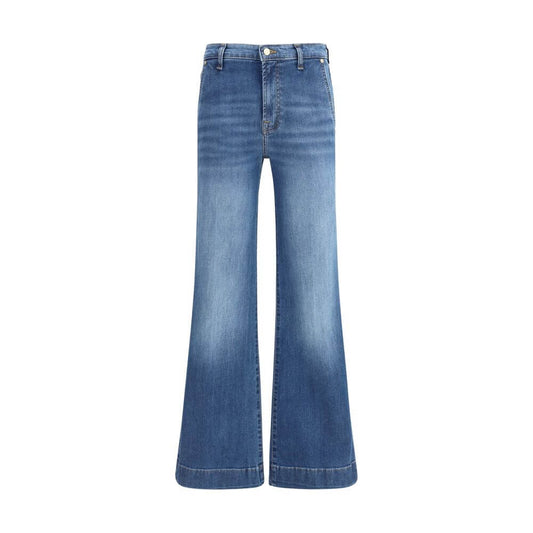 7FOR Blue Cotton Flared Jeans