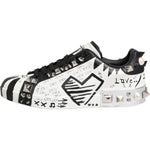 Dolce & Gabbana Black White Studded Low Top Sneakers Shoes MV7609-41
