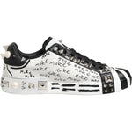 Dolce & Gabbana Black White Studded Low Top Sneakers Shoes MV7609-41