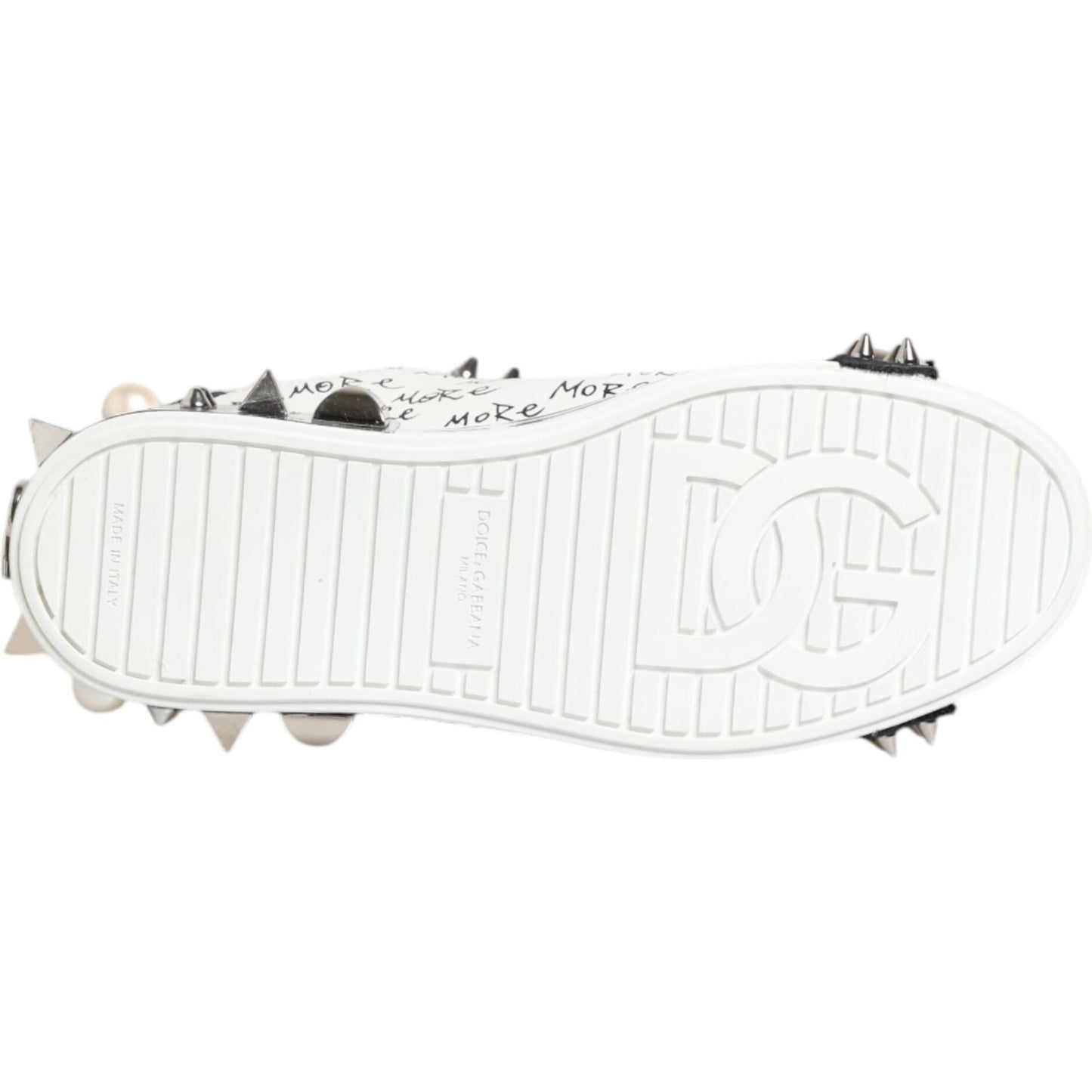 Dolce & Gabbana Black White Studded Low Top Sneakers Shoes MV7609-41