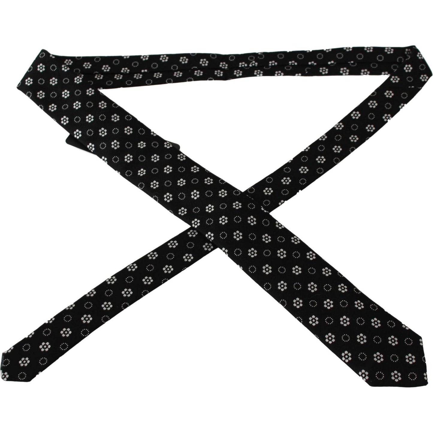 Dolce & Gabbana silk floral tie, black with floral print, made of 100% silk, Italian design.