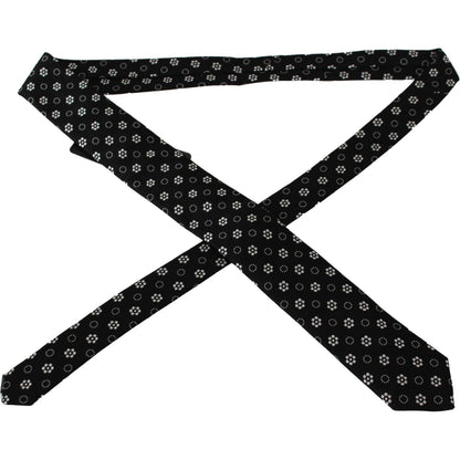 Dolce & Gabbana silk floral tie, black with floral print, made of 100% silk, Italian design.