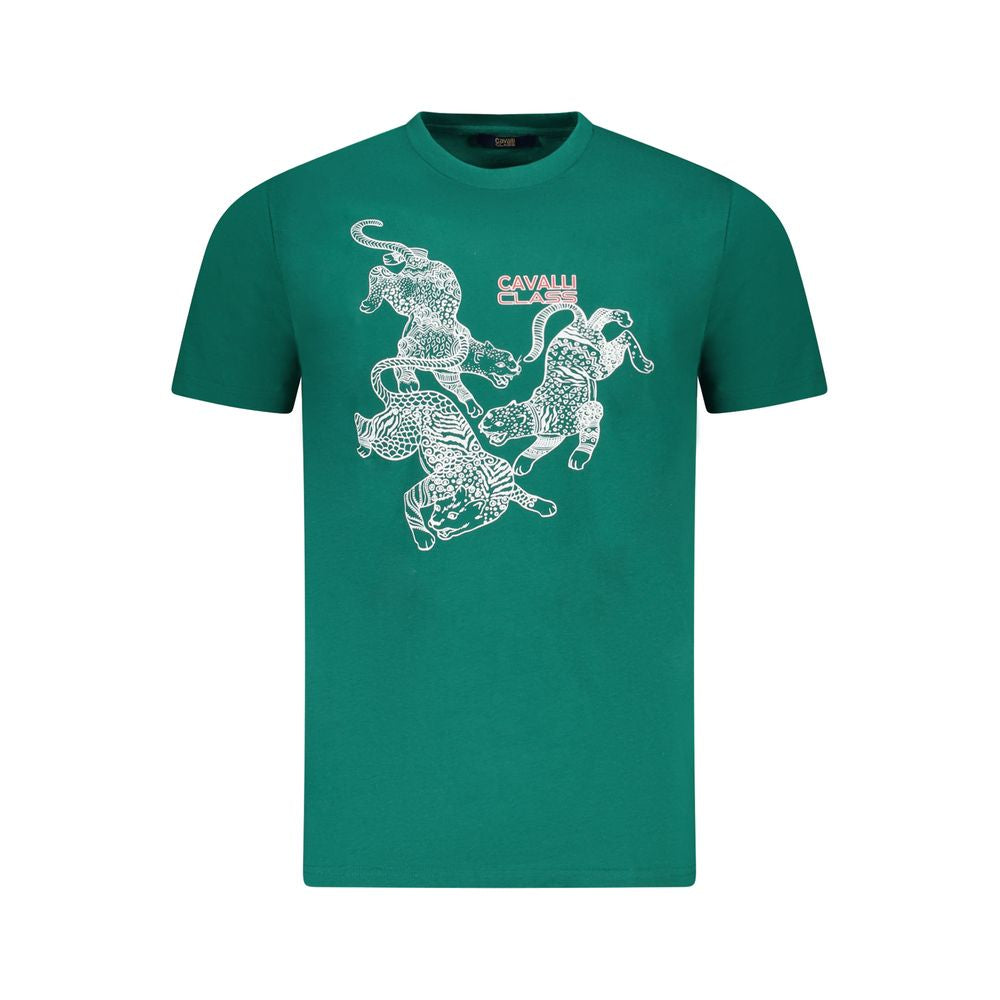 Cavalli Class Green Cotton T-Shirt CA-36664-L