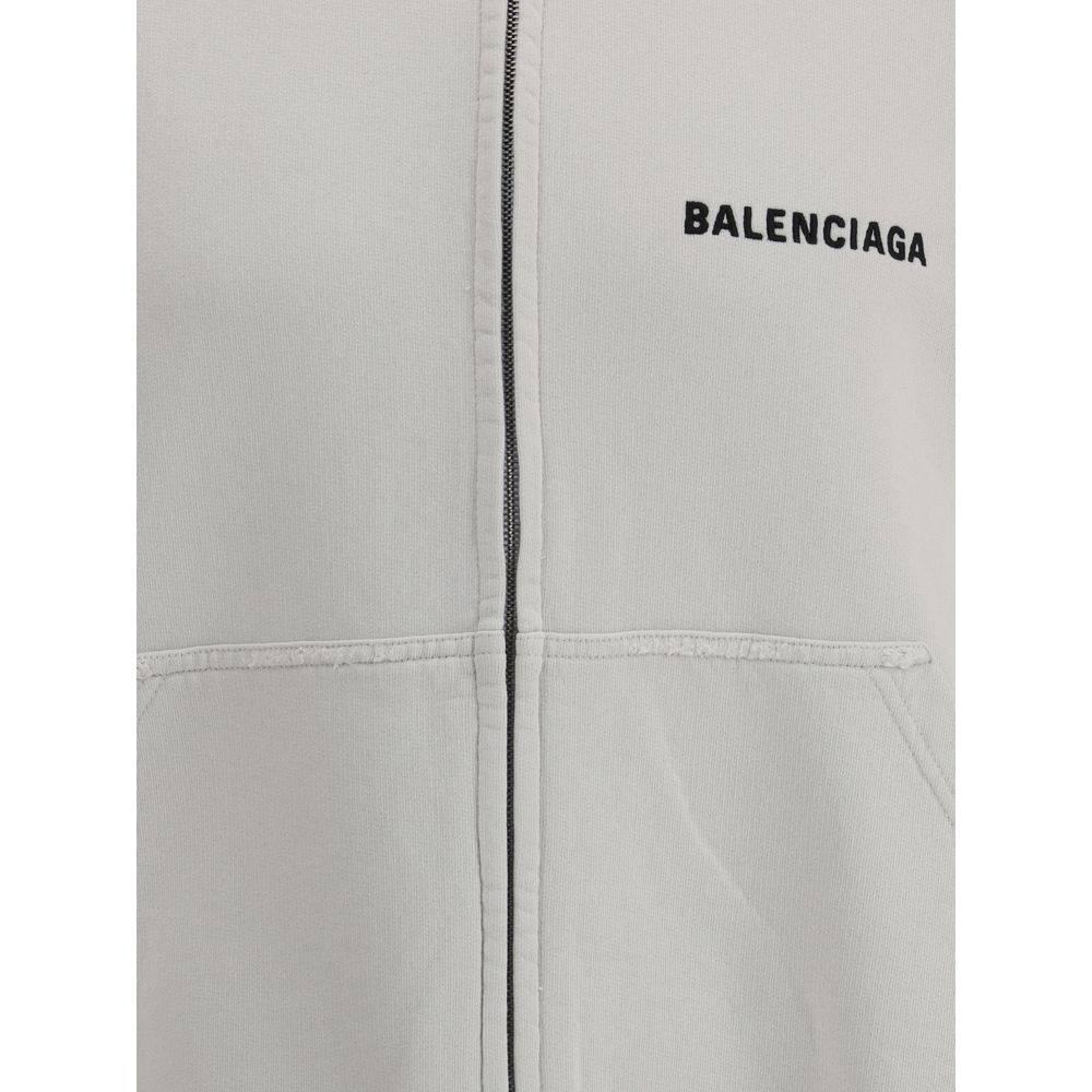 Balenciaga White Cotton Sweatshirt