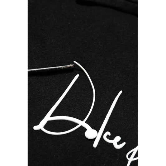 Dolce & Gabbana Black Hooded Logo Print Sweatshirt Sweater