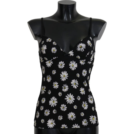 Dolce & Gabbana Black Daisy Print Dress Lingerie Chemisole Dolce & Gabbana