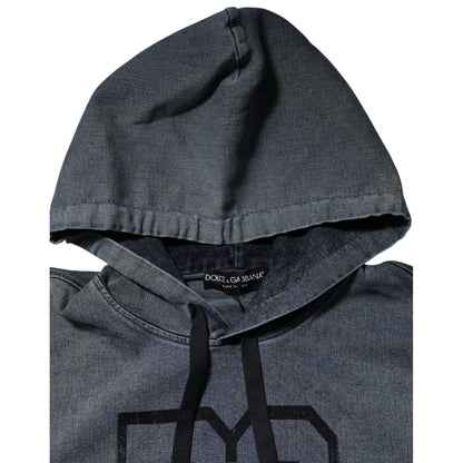 Dolce & Gabbana Blue Cotton Blend Hooded Sweatshirt Sweater