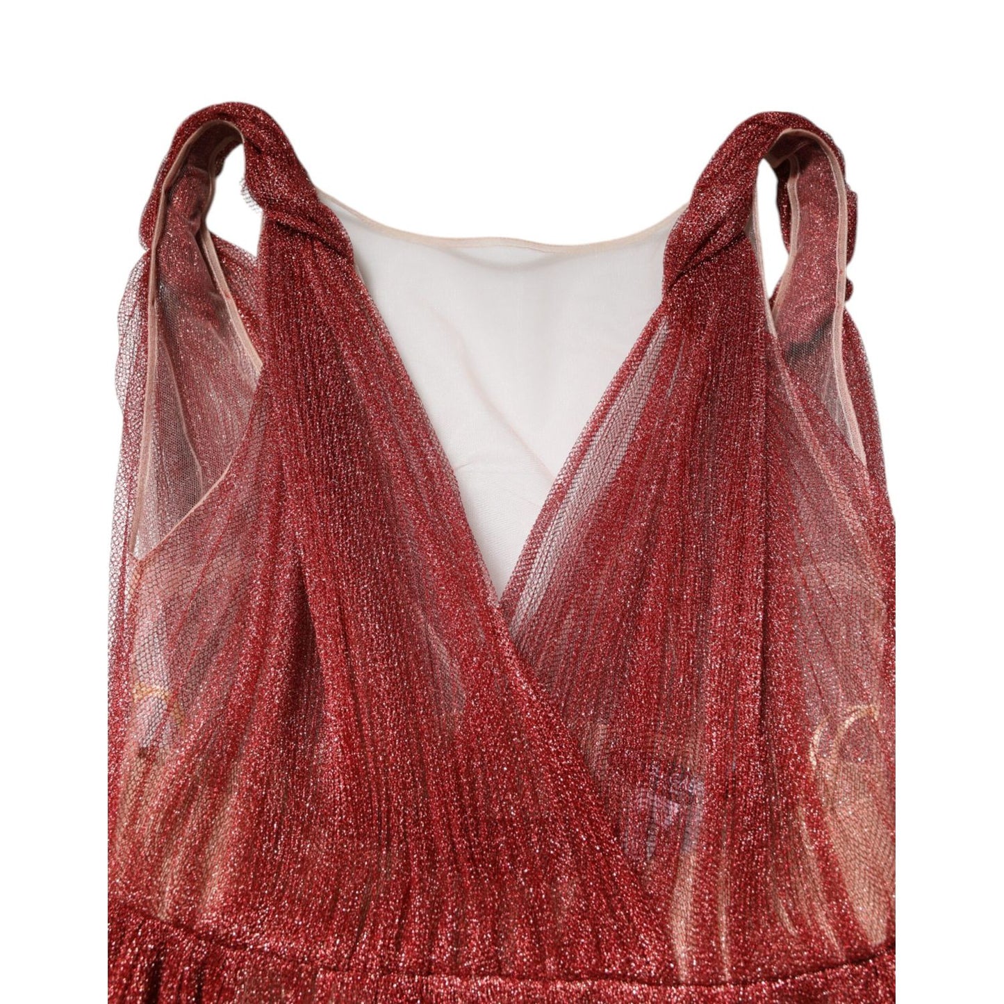 Dolce & Gabbana Burgundy Mesh Sleeveless Midi A-line Dress Dolce & Gabbana