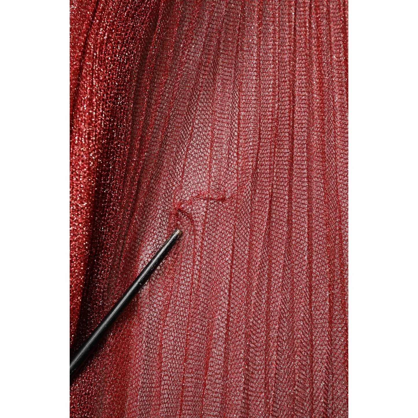 Dolce & Gabbana Burgundy Mesh Sleeveless Midi A-line Dress Dolce & Gabbana