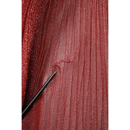 Dolce & Gabbana Burgundy Mesh Sleeveless Midi A-line Dress Dolce & Gabbana