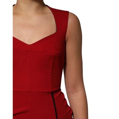 Dolce & Gabbana Red Viscose Stretch Slit Sheath Midi Dress Dolce & Gabbana