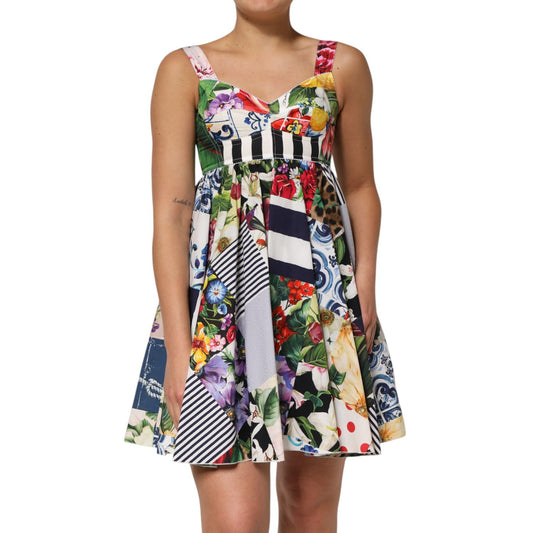 Dolce & Gabbana Multicolor Patchwork Cotton AlineMini Dress Dolce & Gabbana