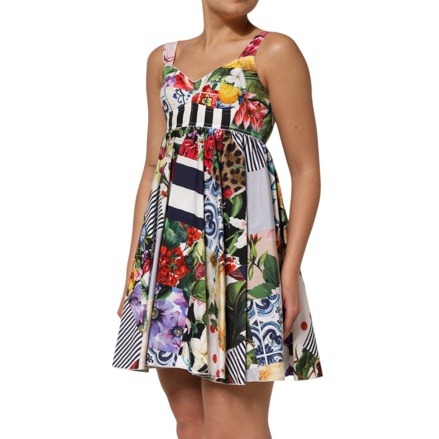 Dolce & Gabbana Multicolor Patchwork Cotton AlineMini Dress Dolce & Gabbana