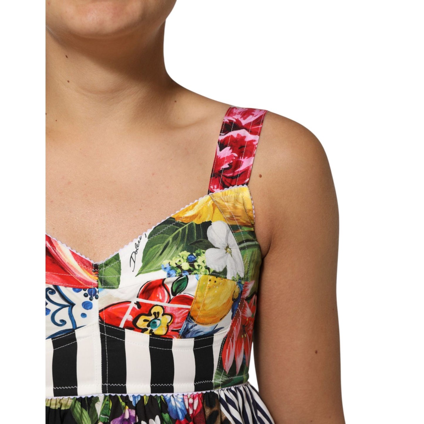 Dolce & Gabbana Multicolor Patchwork Cotton AlineMini Dress Dolce & Gabbana