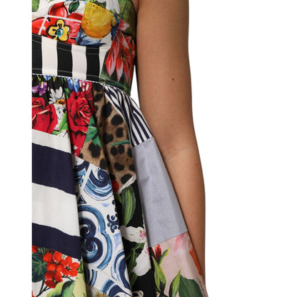 Dolce & Gabbana Multicolor Patchwork Cotton AlineMini Dress Dolce & Gabbana